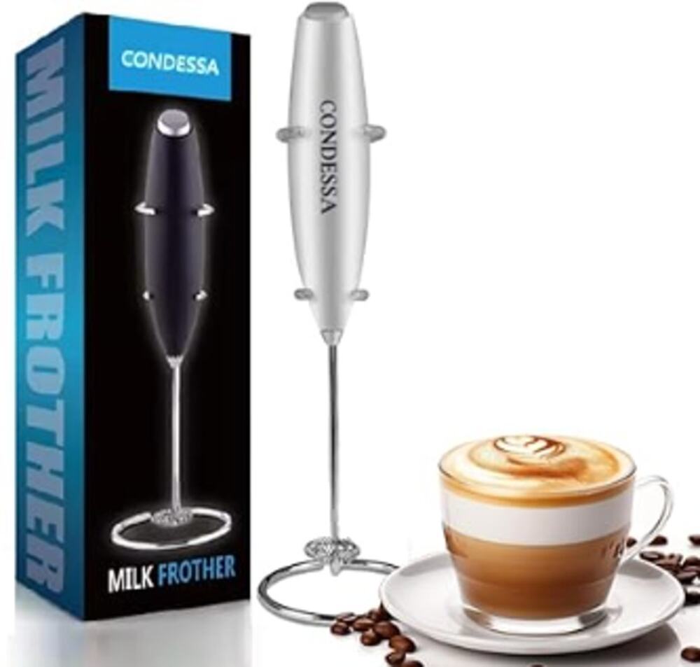 Handheld Milk Frother Wand, Coffee Bar Accessories, Silver